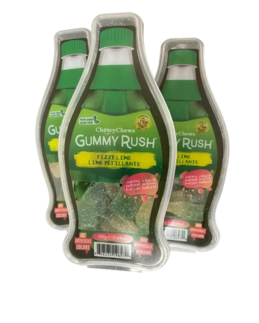 Gummy Rush Fizzy Lime Bottles Candy (CANADA) - Caramelle Morbide gusto Lime a forma di Bottiglia (160g)