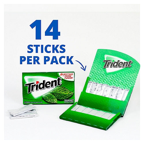 Trident Spearmint USA - Gomma da masticare gusto menta vigorosa (14stick) bundle candy online sugar free