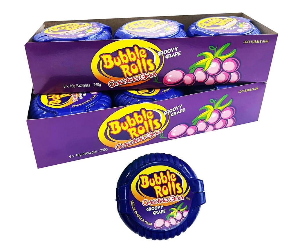 * Bubble Rolls Chewing Gum Groovy Grape (12pc - 480g)