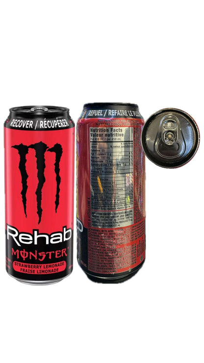 Monster Energy Recover Rehab Strawberry Lemonade sku: 0621 CANADA ( lattine con ammaccature)