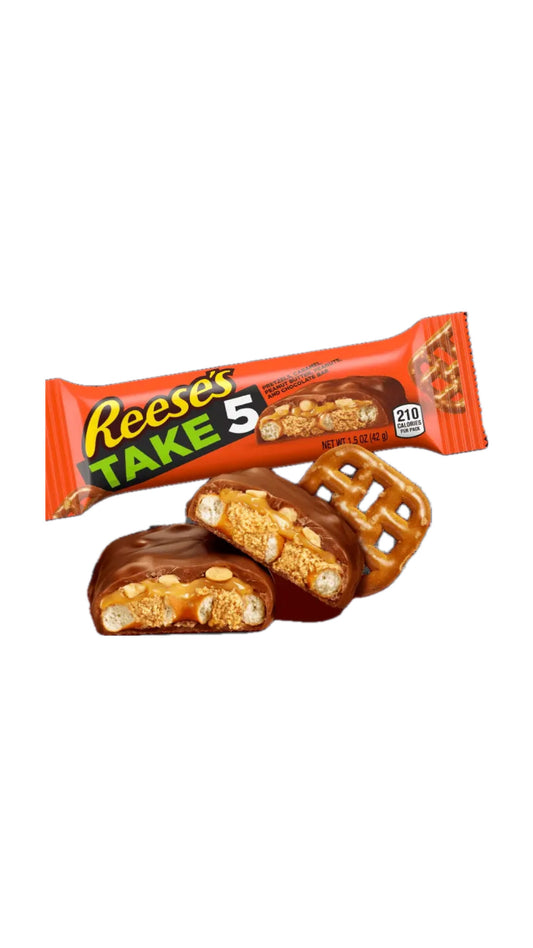 Reese's Take 5 USA - barretta di cioccolato al latte ripiena di croccanti pretzel, caramello, burro di arachidi (42g) bundle cioccolato