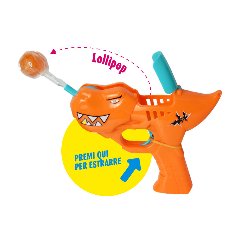 Dino Gun Pop - Lollipop Fruttato in contenitore a forma di Dinosauro (10g) candy online