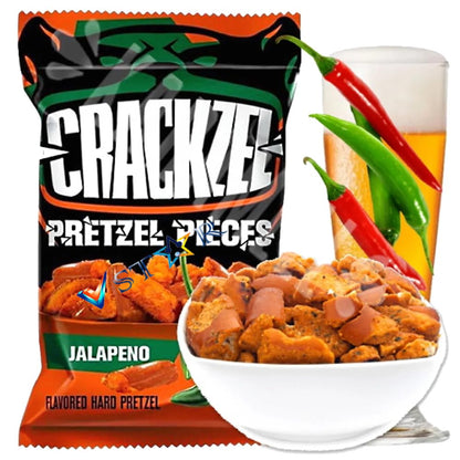 Crackzel Jalapeno - Pretzel piccanti al Peperoncino Jalapeno (85g).