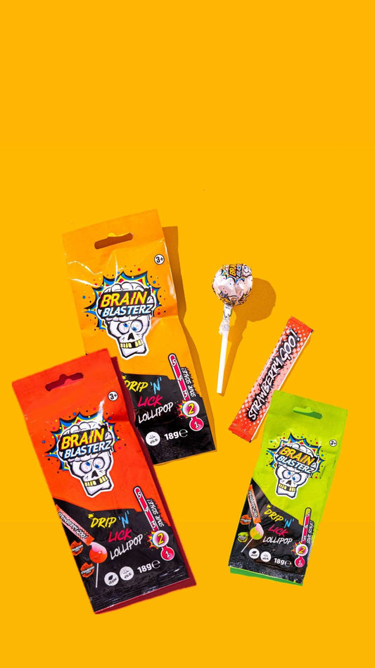 Brain Blasterz Drip ‘N’ Lick Lollipop - Lecca Lecca aspro con polvere di caramelle e gel (21g) bundle candy online
