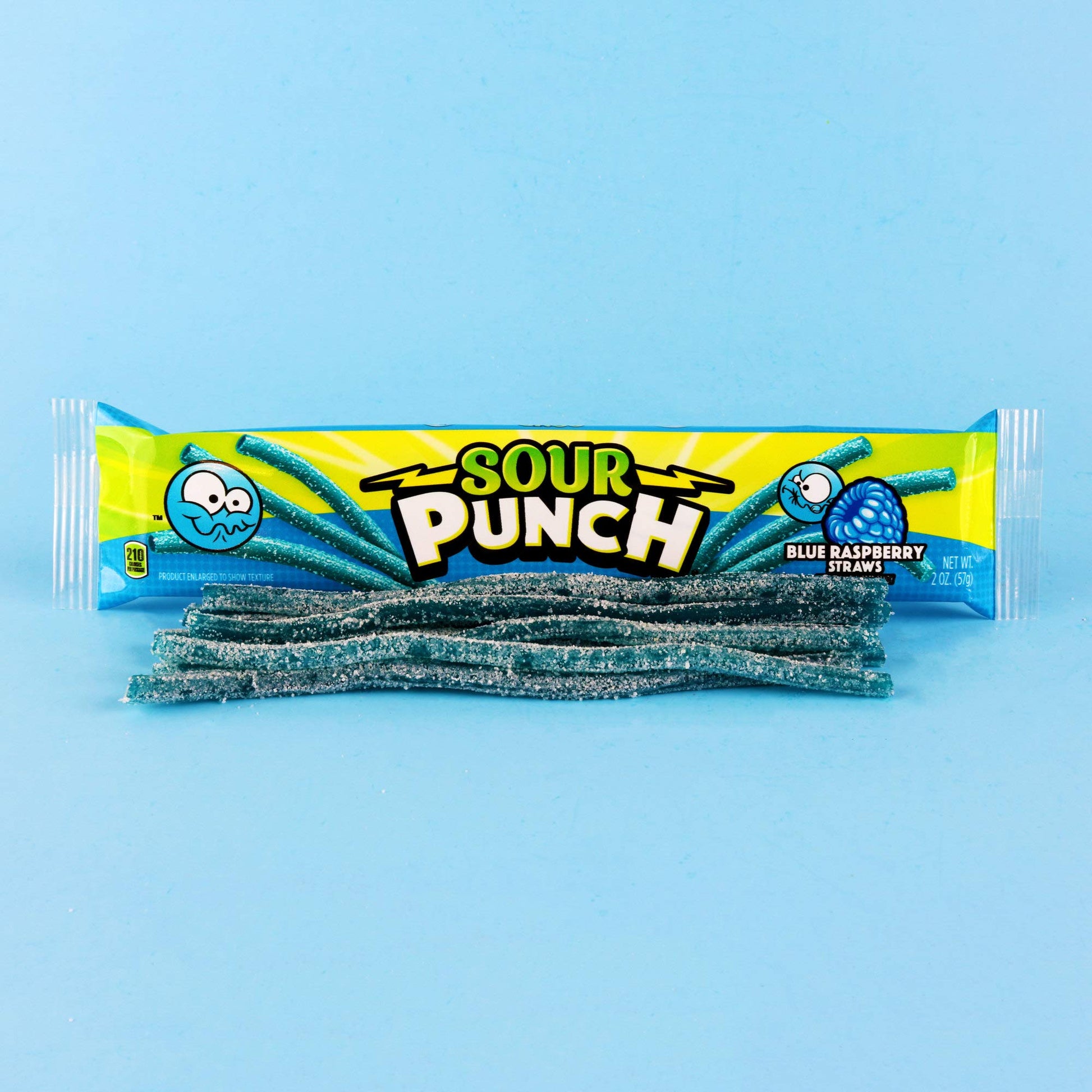 Sour Punch Blue Raspberry Straws USA - Caramelle morbide aspre gusto Lampone (57g) candy online halal