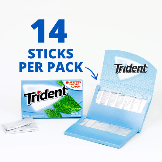 Trident Mint Bliss USA - Gomma da masticare gusto menta fresca (14stick) bundle candy online sugar free