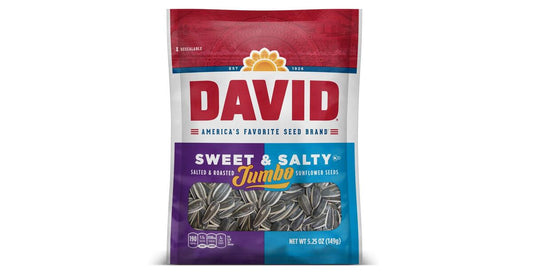 David Jumbo Sunflower Seeds Sweet & Salty USA - Semi di girasole tostati e salati (149g) bundle gluten-free salato