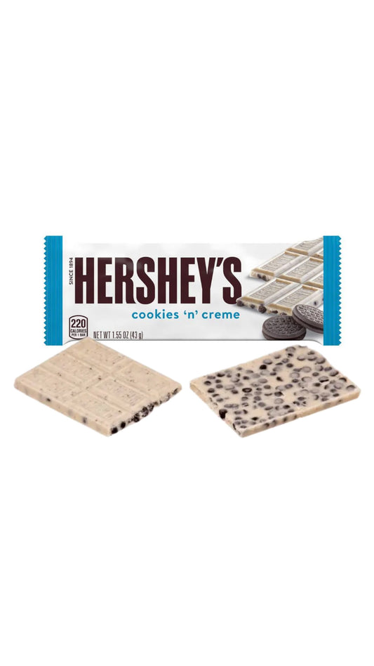 Hershey's Cookies'n'Creme USA - Barretta di cioccolato bianco con pezzettini di biscotto oreo (43g) bundle cioccolato