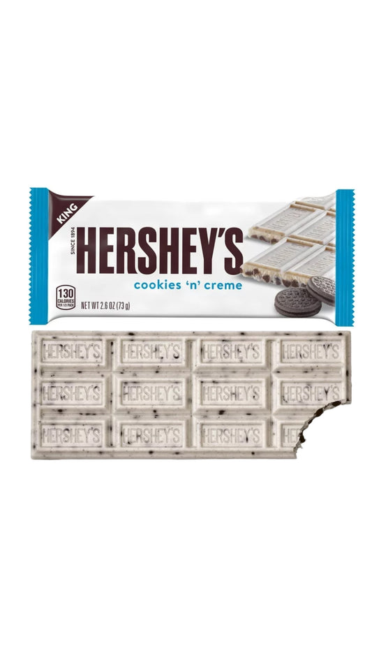 Hershey's Cookies'n'Creme KING SIZE USA - Barretta di cioccolato bianco con pezzettini di biscotto oreo (73g) bundle cioccolato