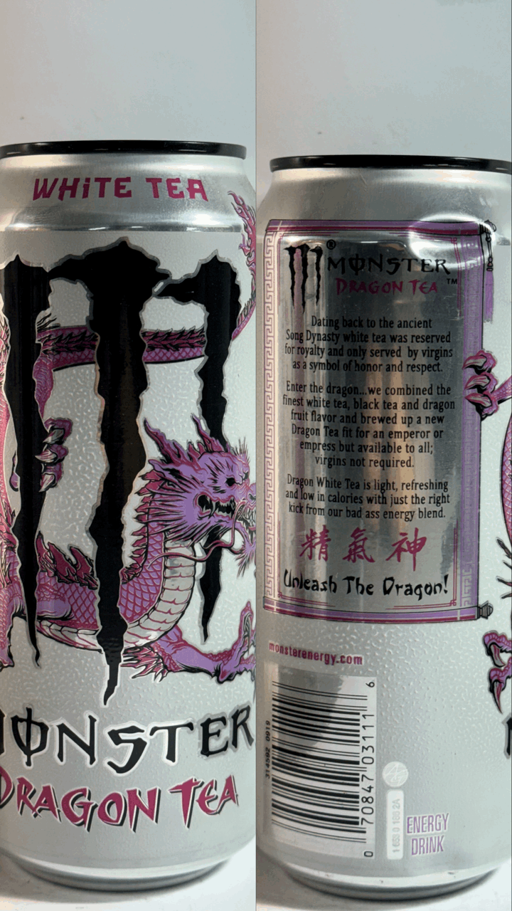Monster Energy Dragon Tea White Dragon - USA - SKU: 0919 Misprinted **dents A rare