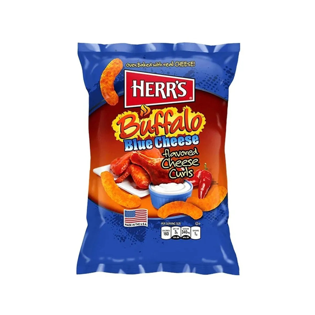 Herr's Buffalo Blue Curls (USA) - Puffetti al pollo fritto e salsa blue cheese [113g]