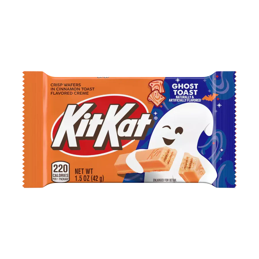 Kit Kat Ghost Toast Cinnamon Toast (USA) - Wafer ricoperto Cioccolato Arancione con gusto Cannella Limited Edition (42g)