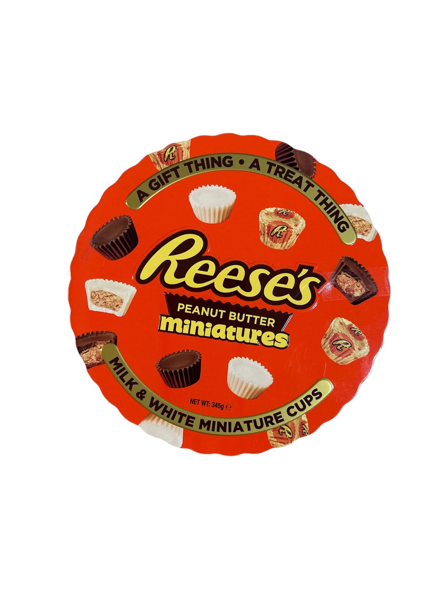 Reese’s Peanut Butter Cups Gift Tin (USA) - Confezione in Metallo a forma di Tartina Reese's con mini Reese's al Latte e Bianco (309g)