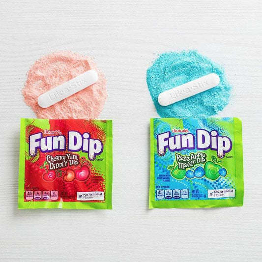Fun Dip 3 Flavours - Lecca Lecca alla frutta con polverina di caramelle al lampone, ciliegia e uva (40g) bundle candy online