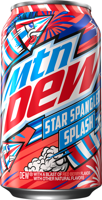 Mountain Dew Star Spangled Splash USA - Bevanda frizzante gusto Red Berry / Frutti di Bosco [355ml]