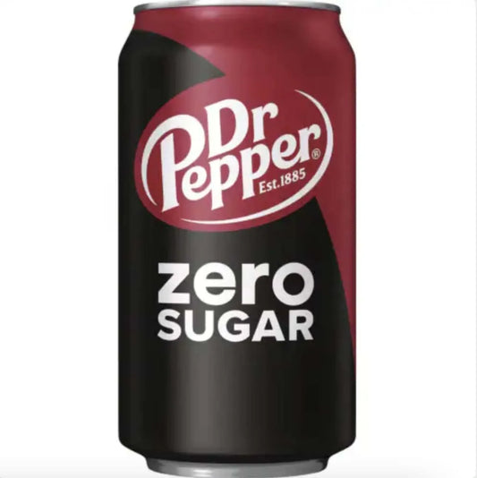 Dr Pepper Zero Sugar USA - Bevanda analcolica alla ciliegia, vaniglia e spezie senza zucchero (355ml) bevande bundle drink online gluten-free sugar free
