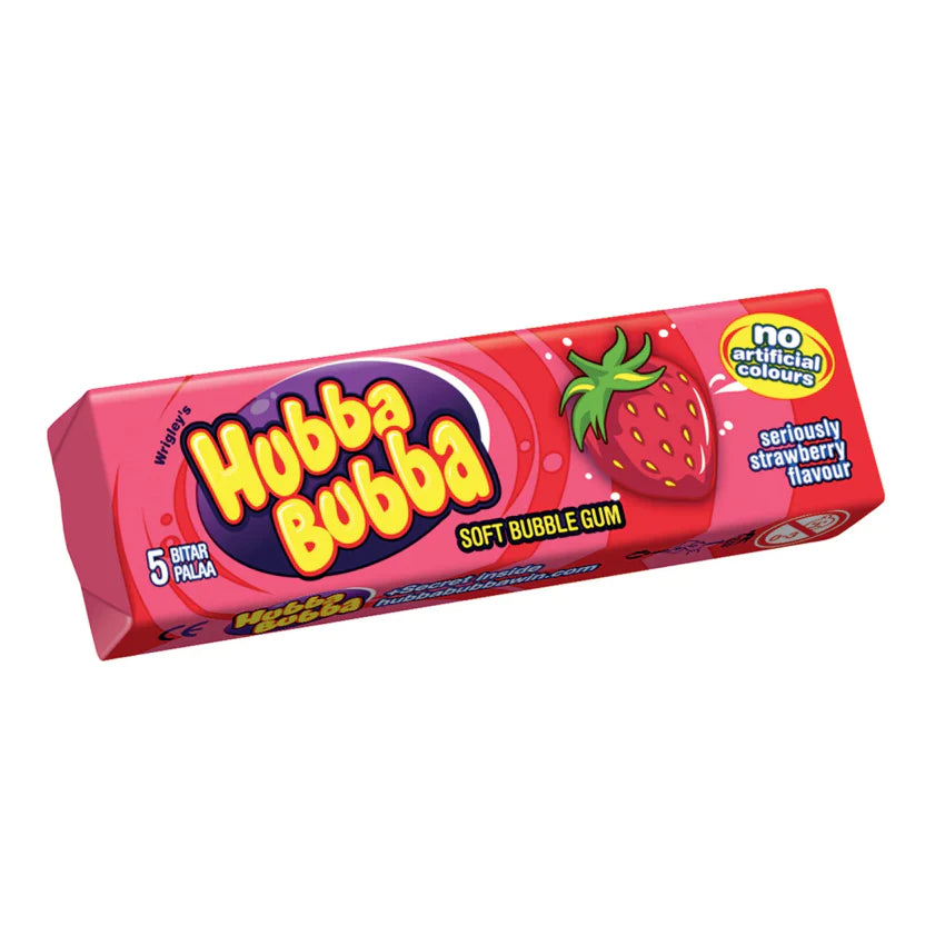 Hubba Bubba Wrigley’s Strawberry - Gomma da Masticare gusto Fragola (5pz - 35g) candy online