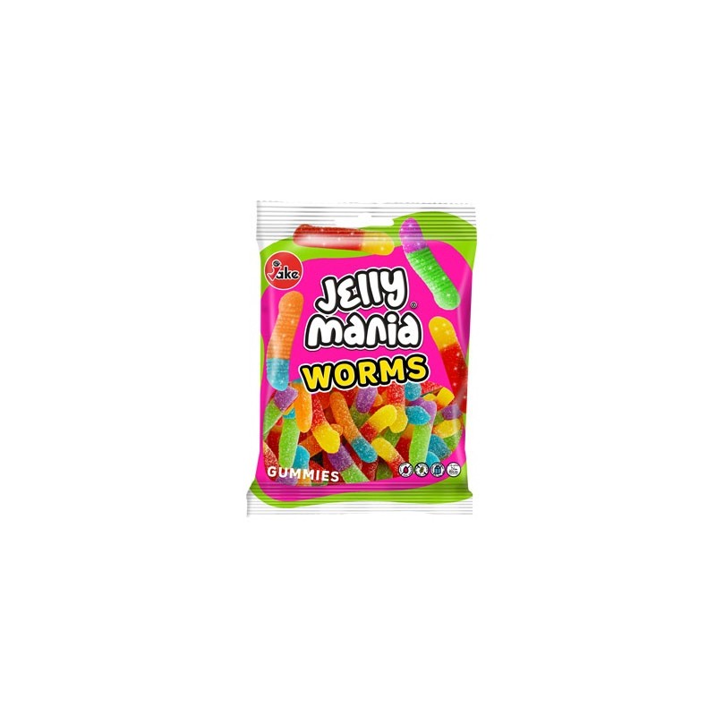 Jake Jelly Mania Worms - Caramelle gommose fruttate e zuccherate (100g)