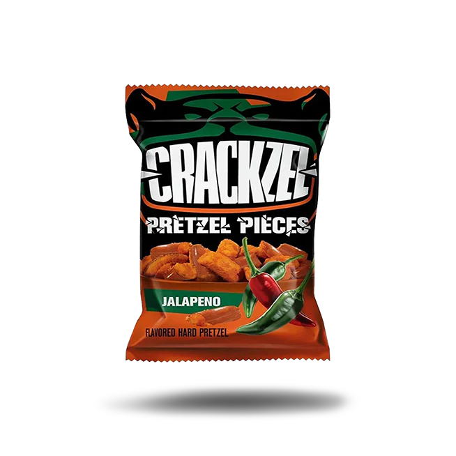 Crackzel Jalapeno - Pretzel piccanti al Peperoncino Jalapeno (85g).