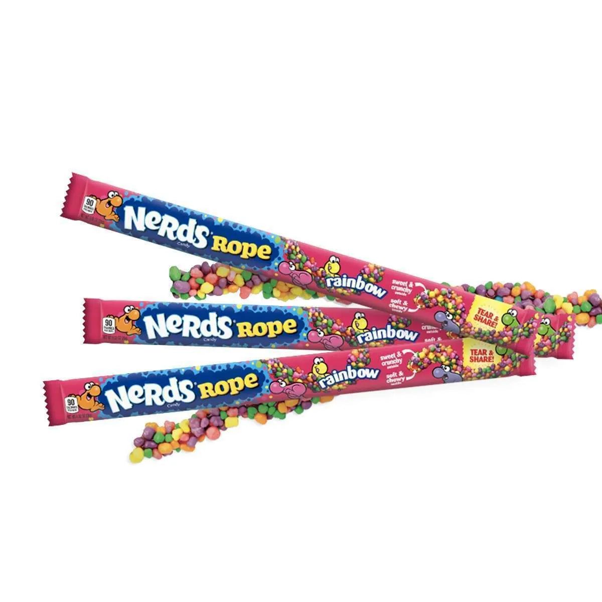 Nerds Rope Rainbow - Caramella gommosa alla frutta ricoperta di caramelline fruttate (26g) bundle candy online
