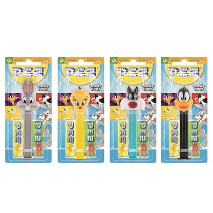 Pez Looney Tunes - Distributore di caramelle fruttate con doppia ricarica a forma dei personaggi Looney Tunes (17g)