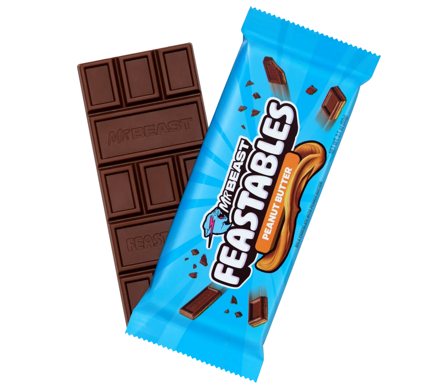 Mr Beast Feastables Peanut Butter (USA) - Barretta di Cioccolato al Latte e Burro di Arachidi [60g]