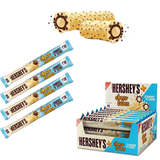 Hershey's Chocotubes Cookies N Creme (Brasil) -  Croccante Wafer ricoperto di Cioccolato bianco con ripieno cremoso gusto Oreo (25g)