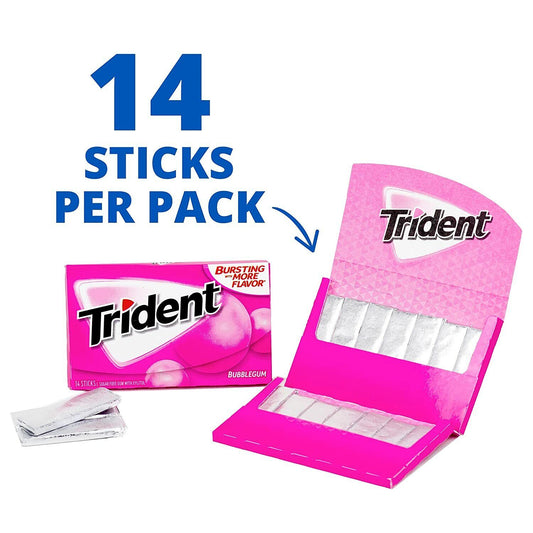 Trident Bubblegum USA - Gomma da masticare gusto bubble gum (14stick) bundle candy online sugar free