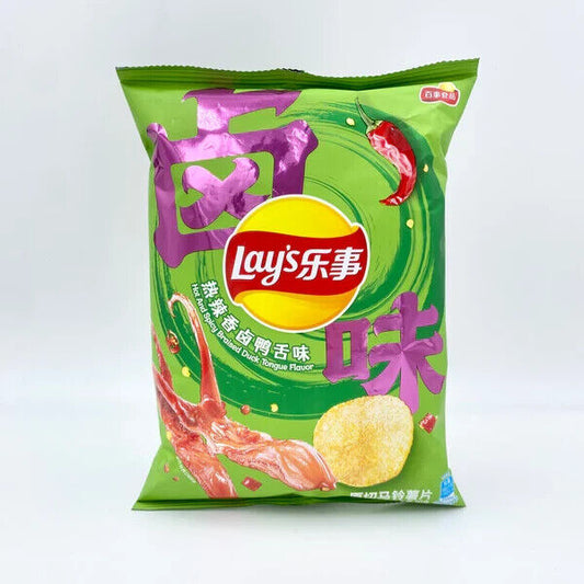 LAY'S HOT & SPICY BRAISED DUCK TONGUE China - Patatine aromatizzate al polipo, peperoncino e lingua di anatra (70g) bundle Japan salato