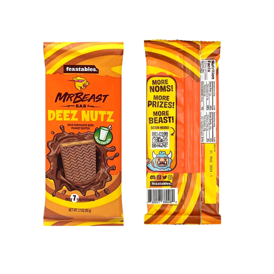 Mr Beast Chocolate Bar Deez Nutz - Milk Chocolate with Peanut Butter (60g)