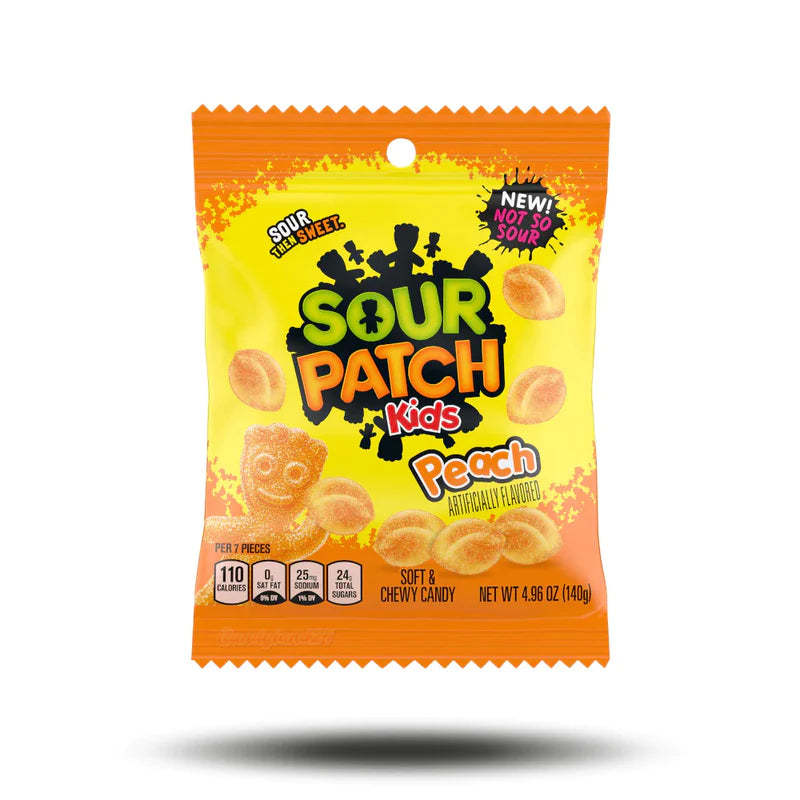 Sour Patch Kids Peach USA - Caramelle gommose aspre gusto pesca (101g)