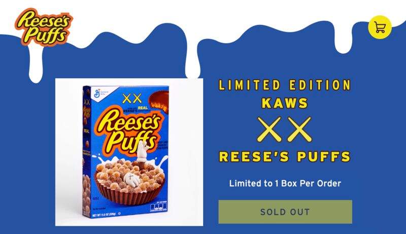 Reese’s Puffs x KAWS BLUE Limited Edition  "da collezione"-Mr. Marshmallow American Market-stuff