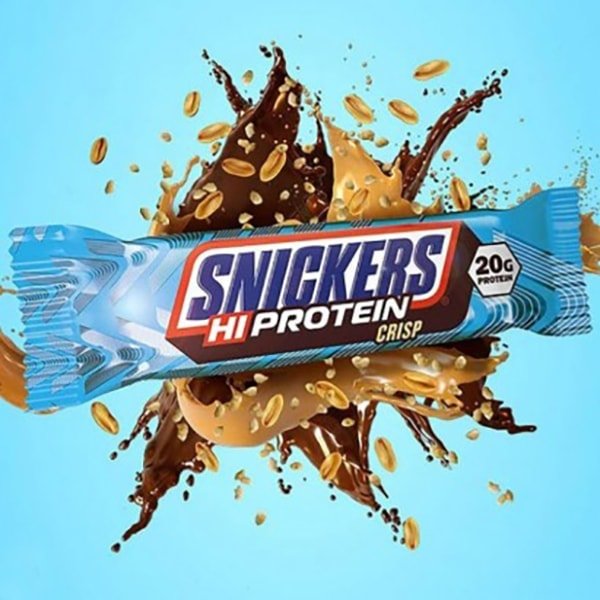 Snickers Hi Protein Bar Crisp 20g protein - Barretta Proteica Snickers cioccolato protein protein bar proteine snickers